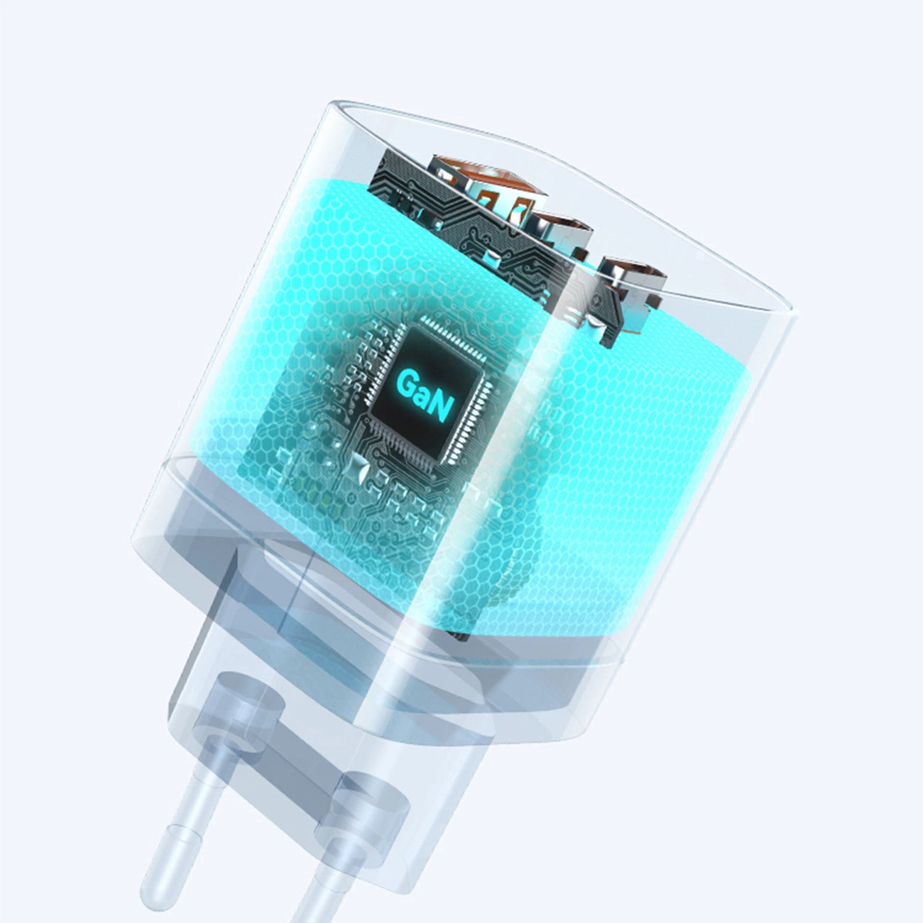 GaN Laddare 65W med två USB-C & USB-A